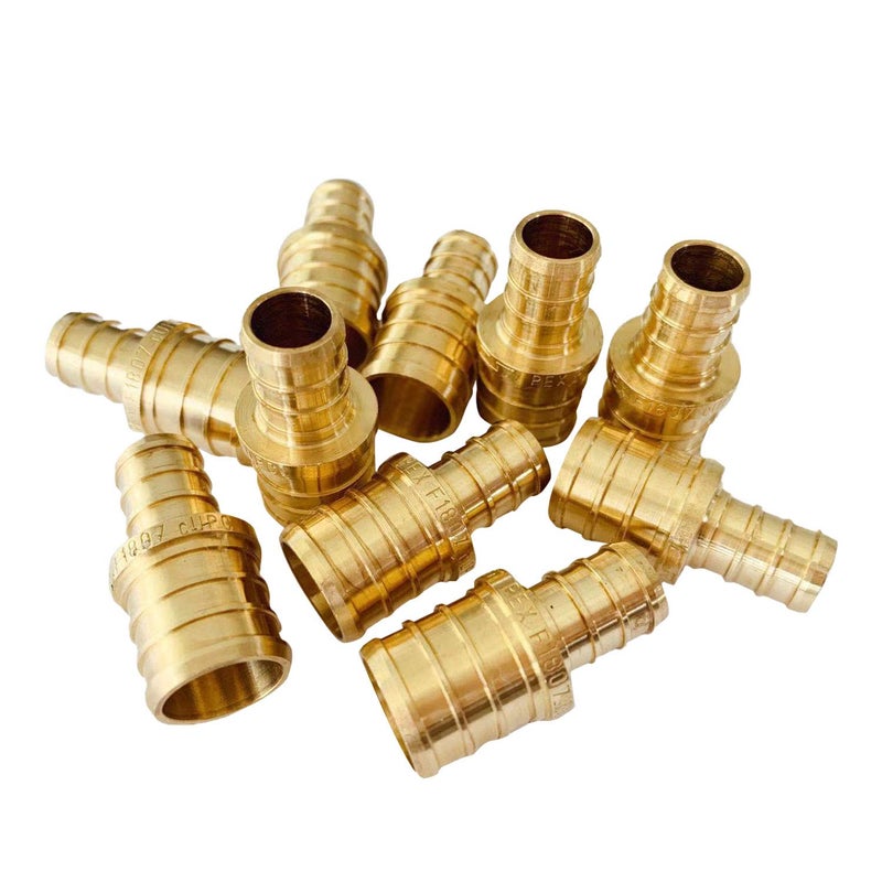 EFIELD (Pack of 10) EFIELD Barb Crimp Pex 1/2 Inch x 3/4 Inch Reducing Coupling Brass Fitting,(PEX1807012) - Image 1